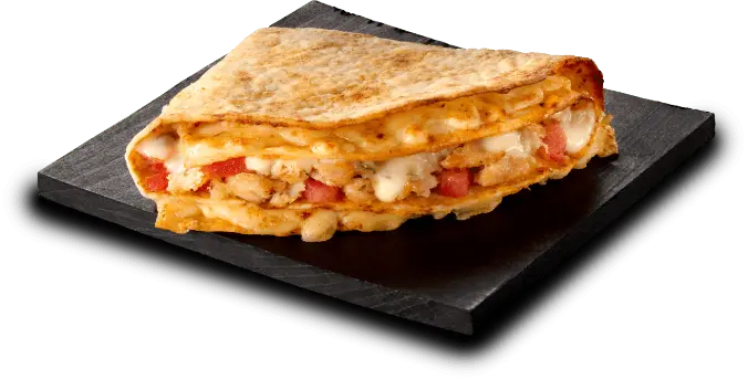 Chicken Pizzawrap on a square serving plate