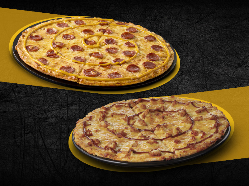 2 on the double pizzas