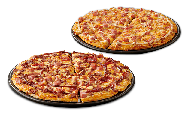 2 large deluxe pizzas