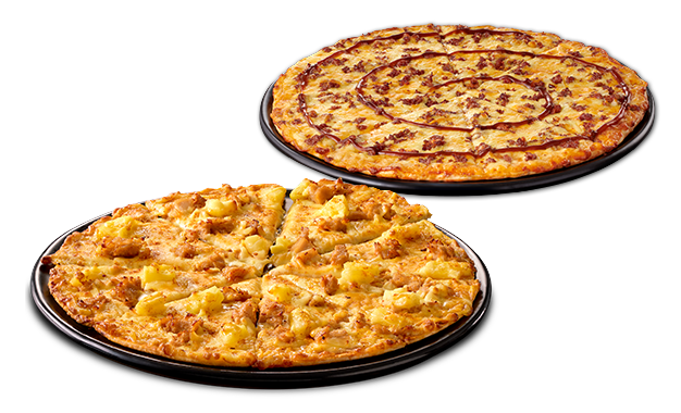 2 large real deal pizzas